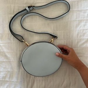 Convertible purse / fanny pack light blue gold accents